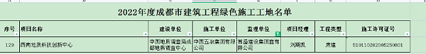 绿色施工名单